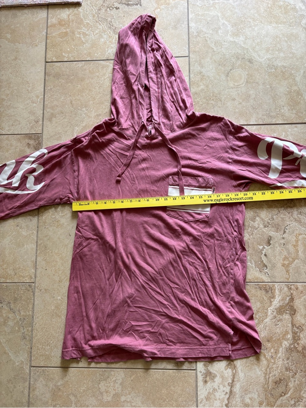 PINK Victoria's Secret Long Sleeve Hoodie Tee in Dusty Rose - Picture 4 of 5